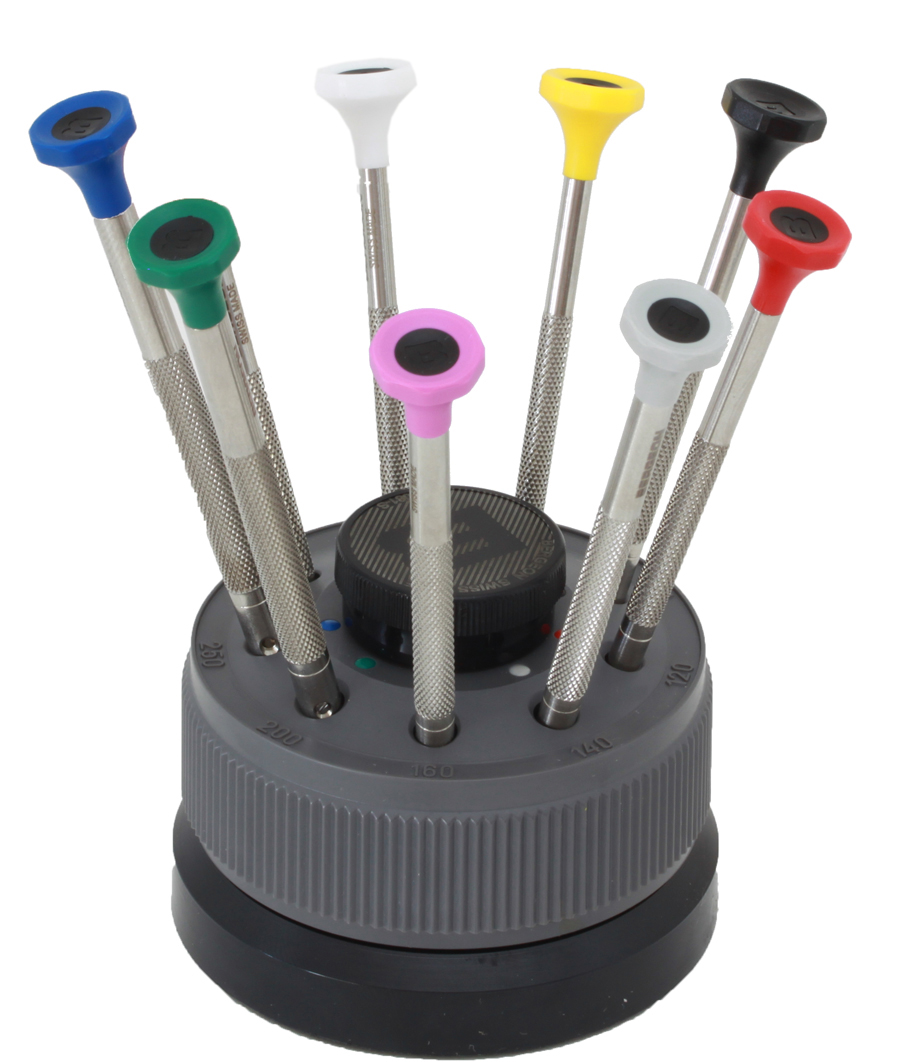New Bergeon Set Of 9 Screwdrivers On Rotating Stand 30081S09